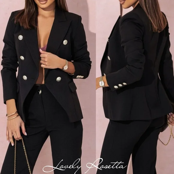 Women's Black Pants Set